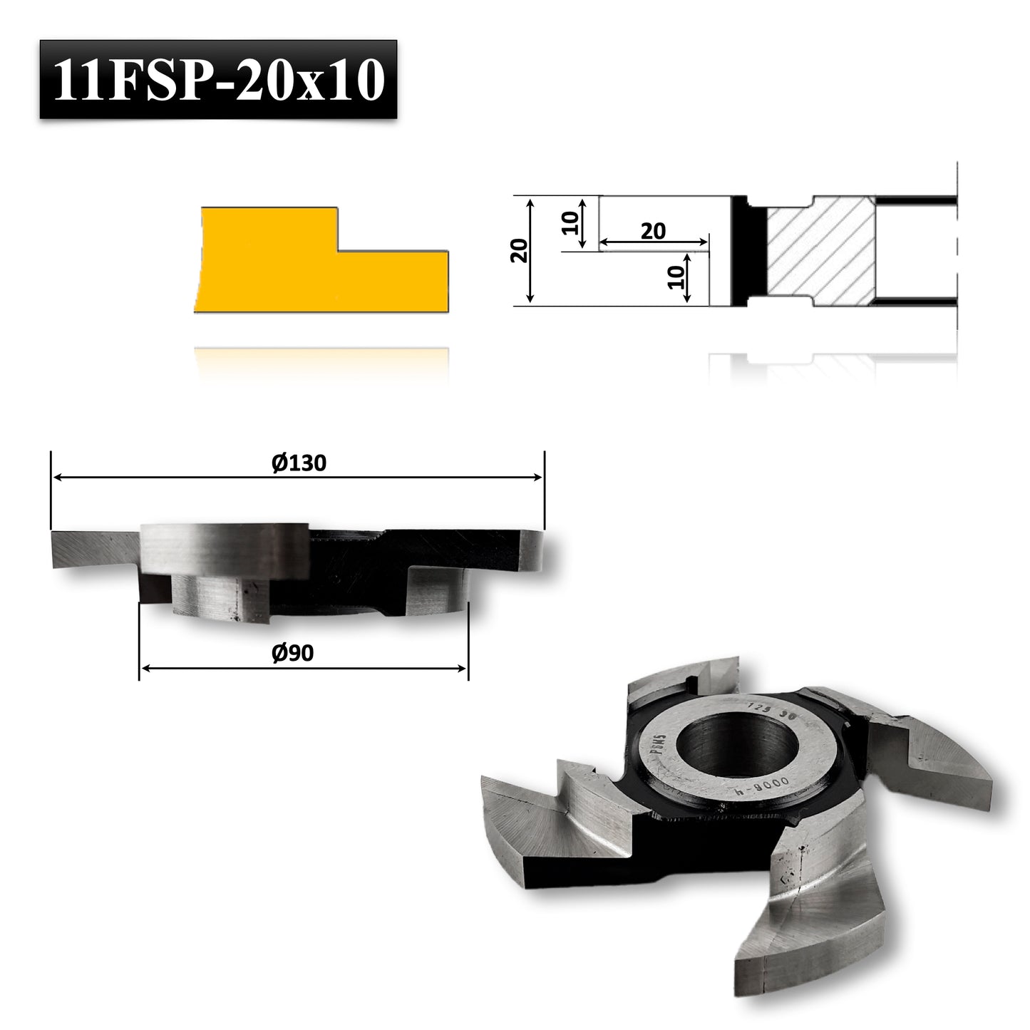 Фреза для фальців 1/4 ступінчаста для дерева - 130 x 20 мм HSS