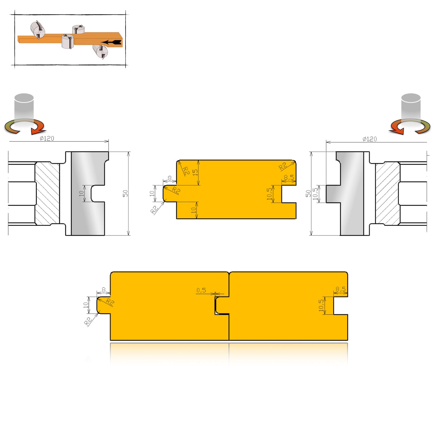 Freză HSS Premium pentru Îmbinare Lemn Masiv cu Rost Termic - Detaliu Tăiș