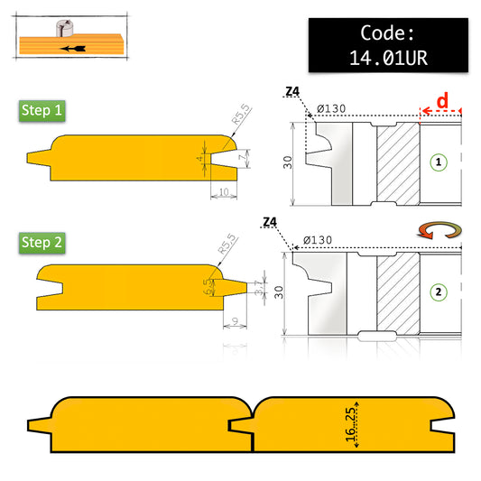 Set freze lambriu profil rotund pentru lemn de 16 si 26 mm pentru lemn masiv sau molid, frasin, esenta moale