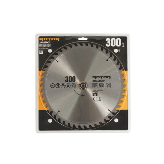 Disc de Tăiat Lemnul 300×32/30 mm, 48 Dinți cu Inel de Reducție – ROTOR