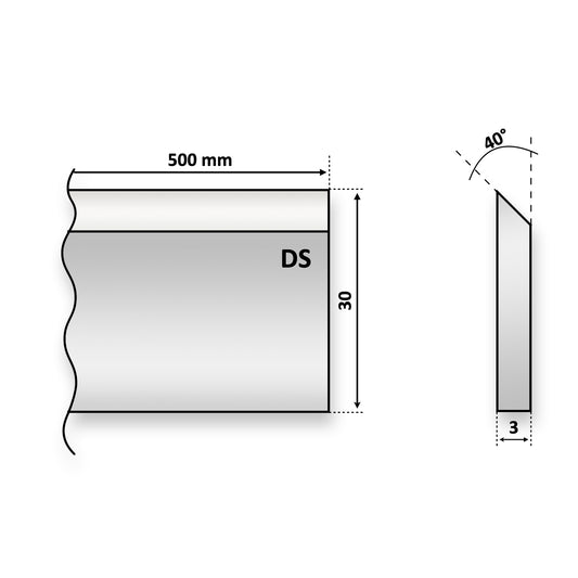 Cutit rindeluire pentru Abric sau Abricht Pilana 500 x 30 x 3 DS de rindeluit sau geluit lemn