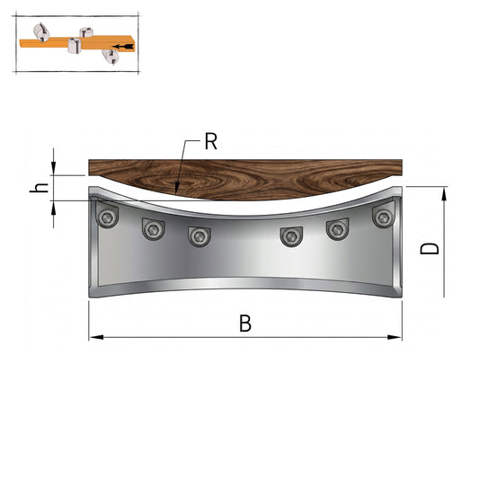 DS Cutter with Replaceable Knives for Half-Round Paneling (Log Imitation) – D130 x d40 mm