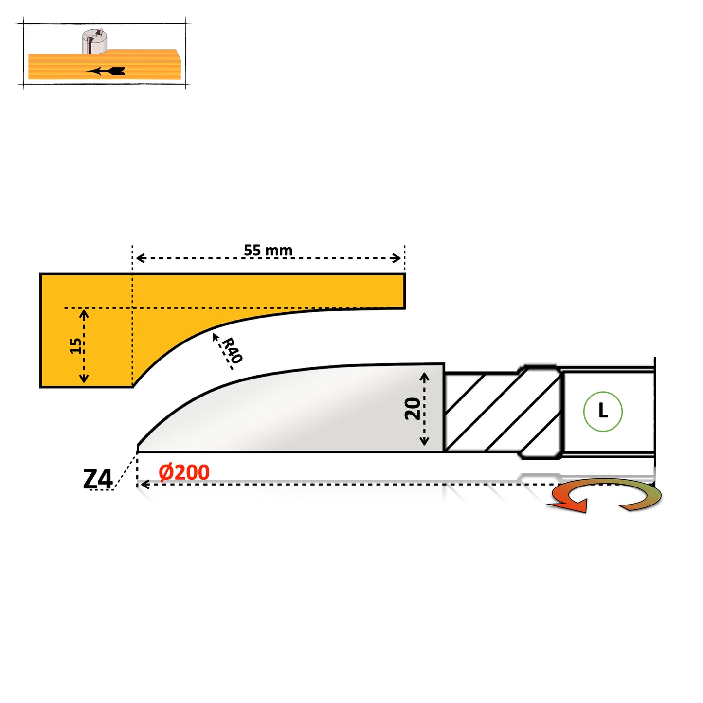 Raised Panel Wood Cutter Profile N12 - D160 | HSS or T.C.T Carbide