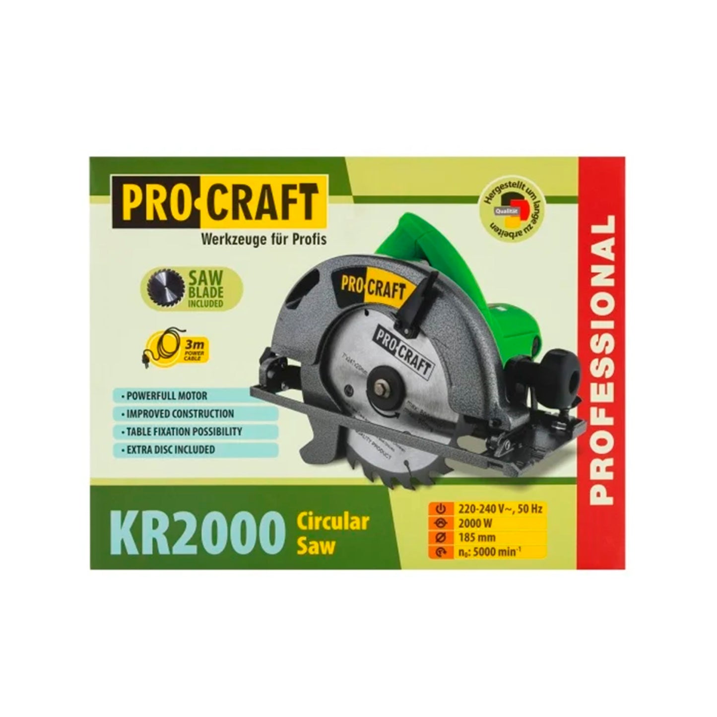 Fierăstrău Circular Electric de Mână 2000W – Procraft KR2000 | Disc 185 mm