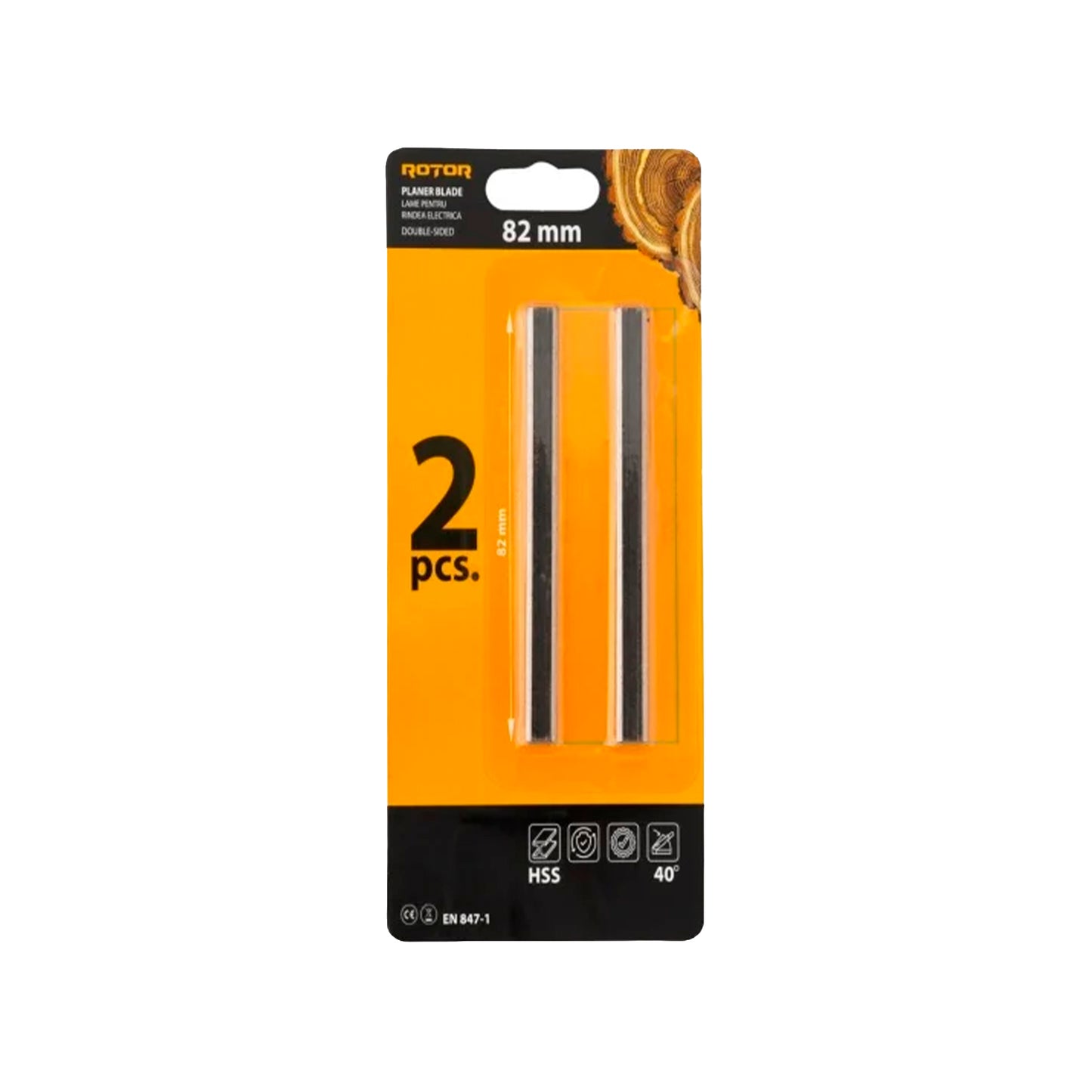 Lame Reversibile pentru Rindea Electrică 82 mm – HSS Double-Sided | Set 2 buc | ROTOR