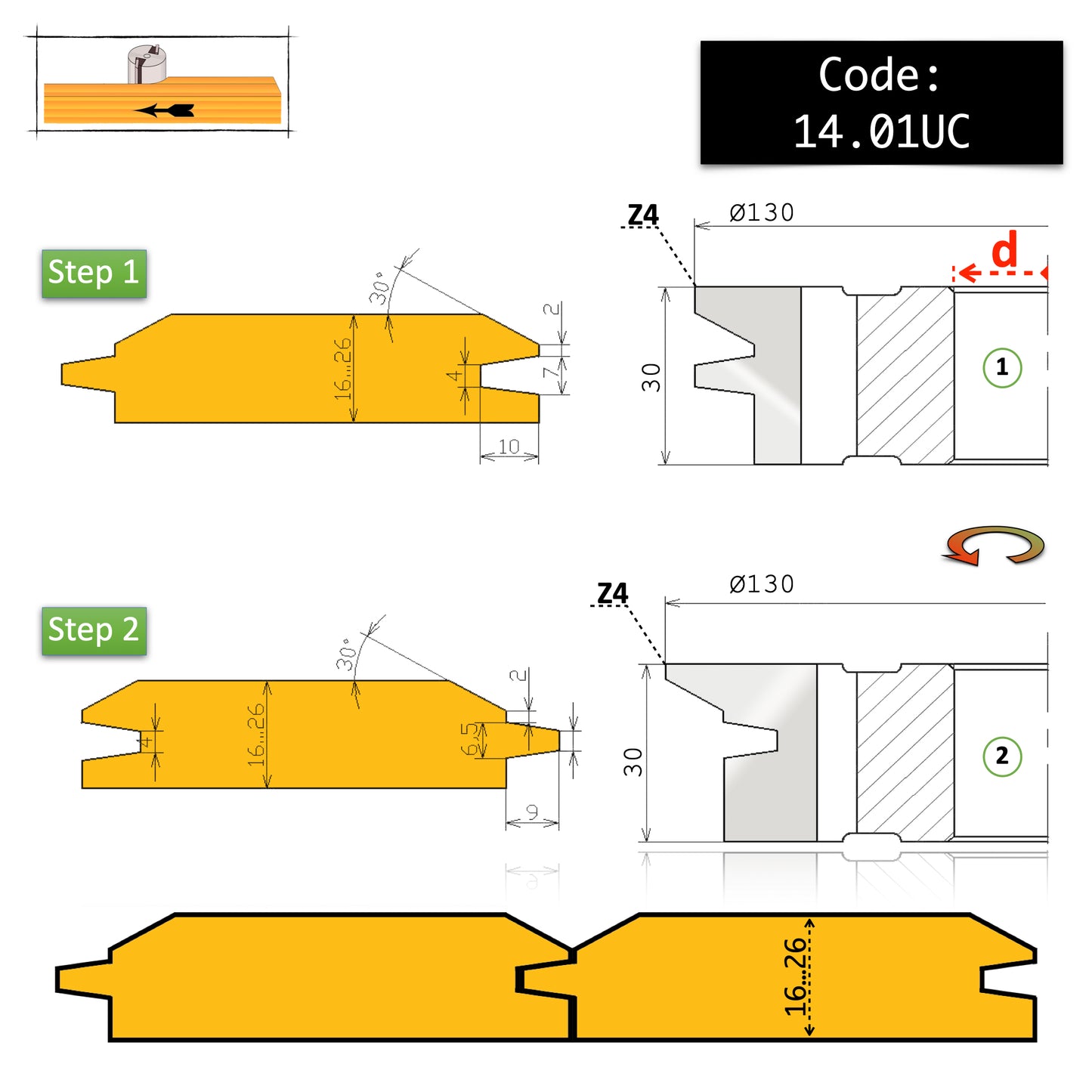 Set 2 Freze Lambriu Profil Teșit cu Îmbinare Directă în V (30°)