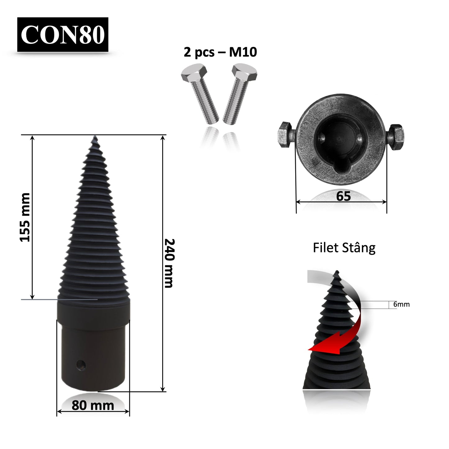 Con crapator despicator busteni verzi sau uscati din padure de 40 - 50 cm