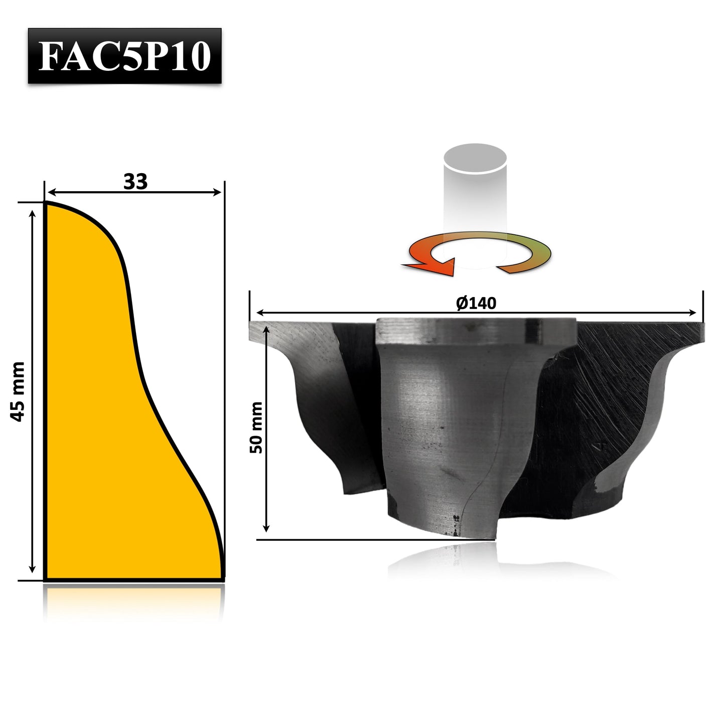 Freza profesională pentru cornișă din lemn, durabilă și precisă, fabricată pentru tâmplărie de calitate.