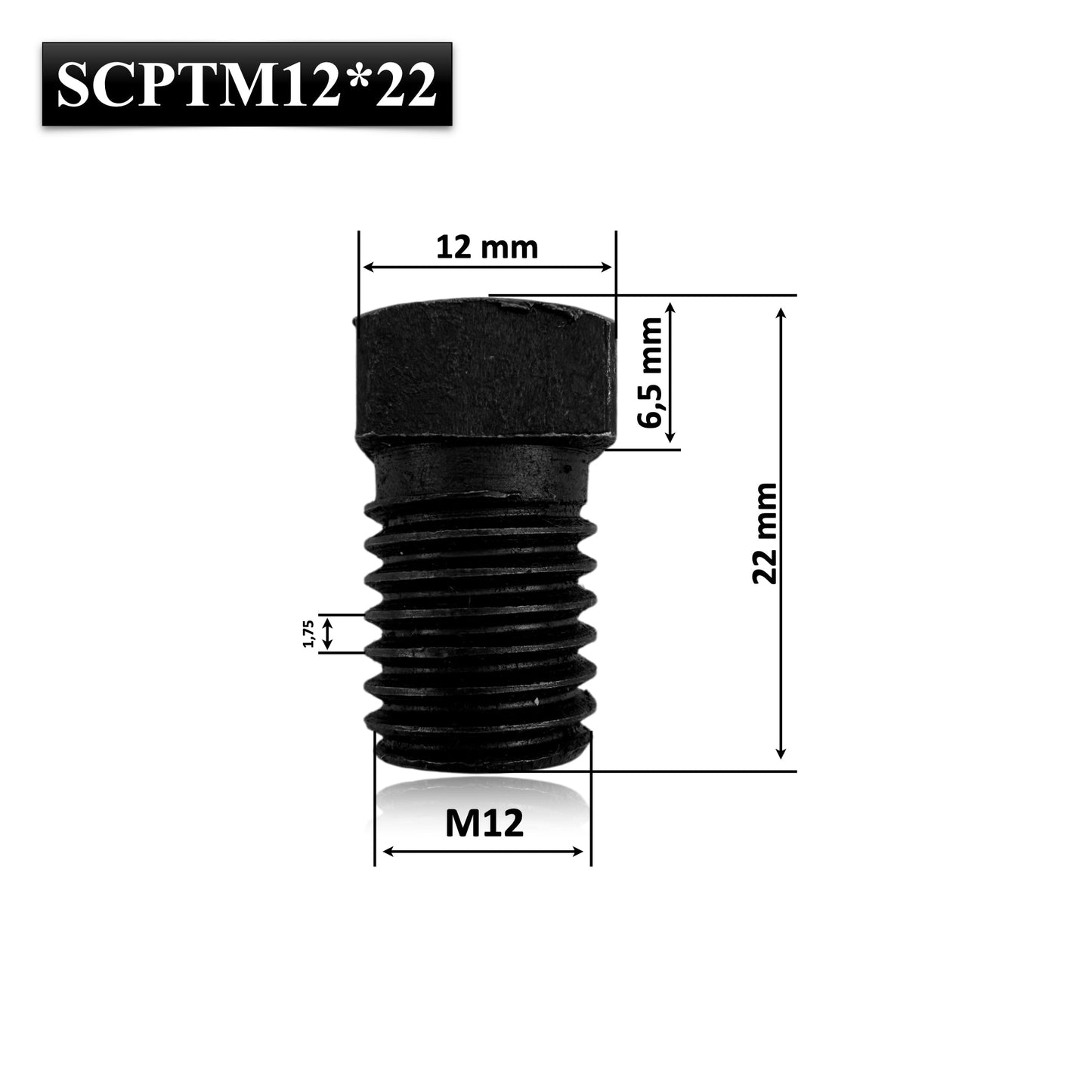 Набір з 5 гвинтів із квадратною головкою для клина Abric M12 x 22 мм
