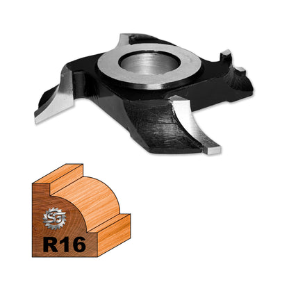 Freza Concavă Sfert de Cerc HSS sau Semi Luna pentru rotunjire cant cu raza de 16 mm dimensiuni 120 x 30 x 19 R16