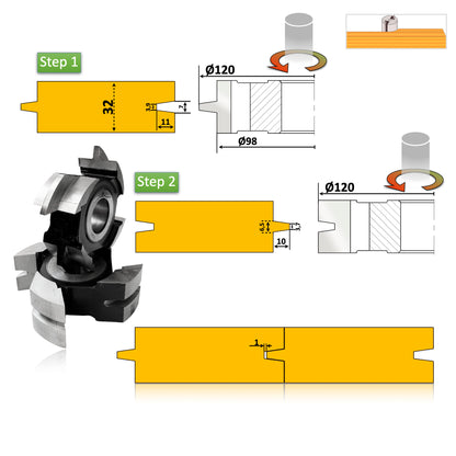 Freza îmbinare nut și feder conic 32 mm, alezaj 30 mm, pentru lemn masiv