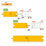Set of 2 Tapered Tongue and Groove Router Bits - D120 | d30 | B=25 - 50 mm HSS M2