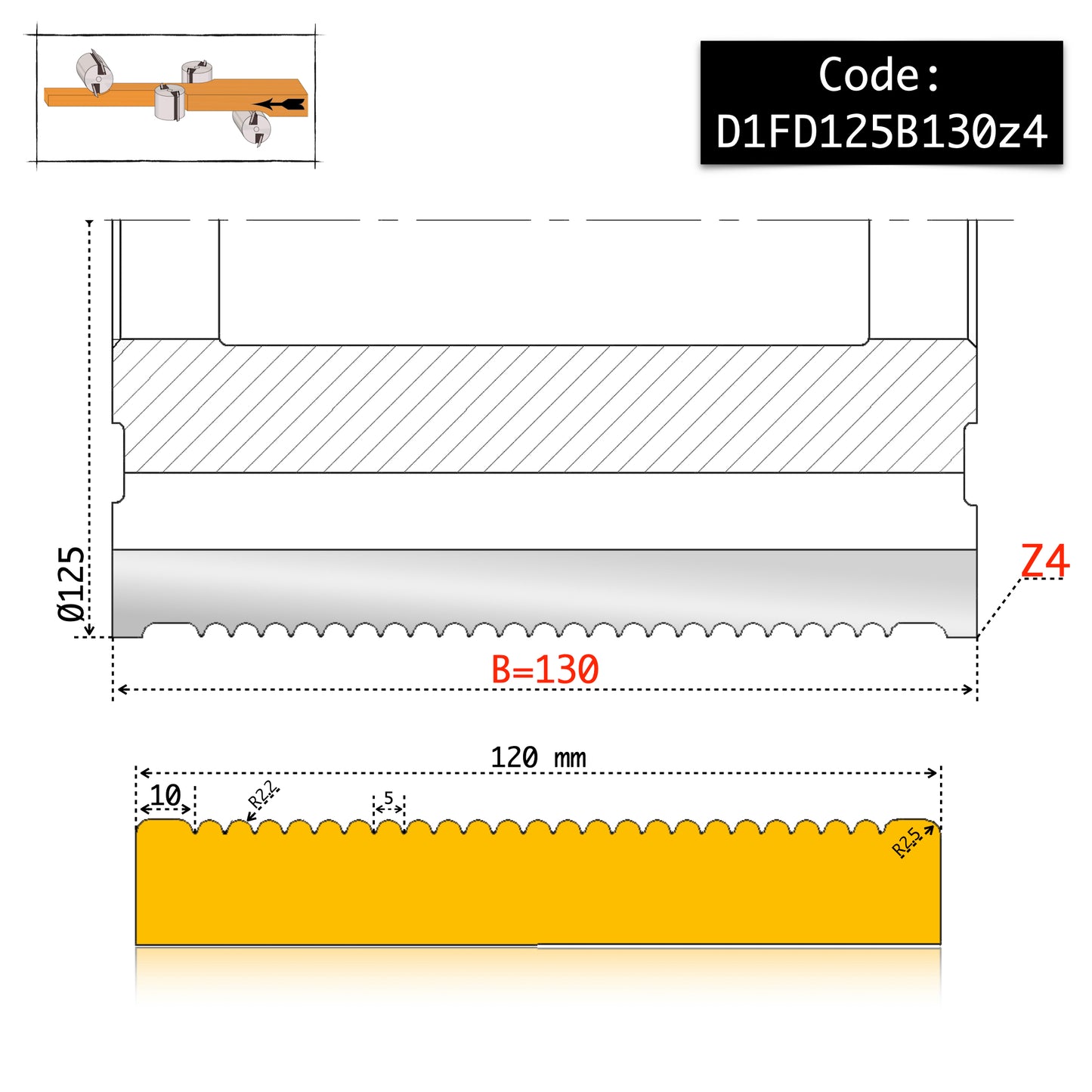 Freză cu Alezaj pentru Decking – HSS M2 | Z4 sau Z6