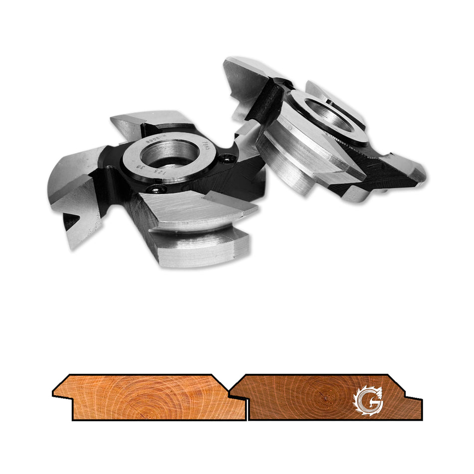 Set of 2 Oblique Profile Panel Cutterheads D130 | 14 - 25 mm | Code 14.24.8UC HSS M2