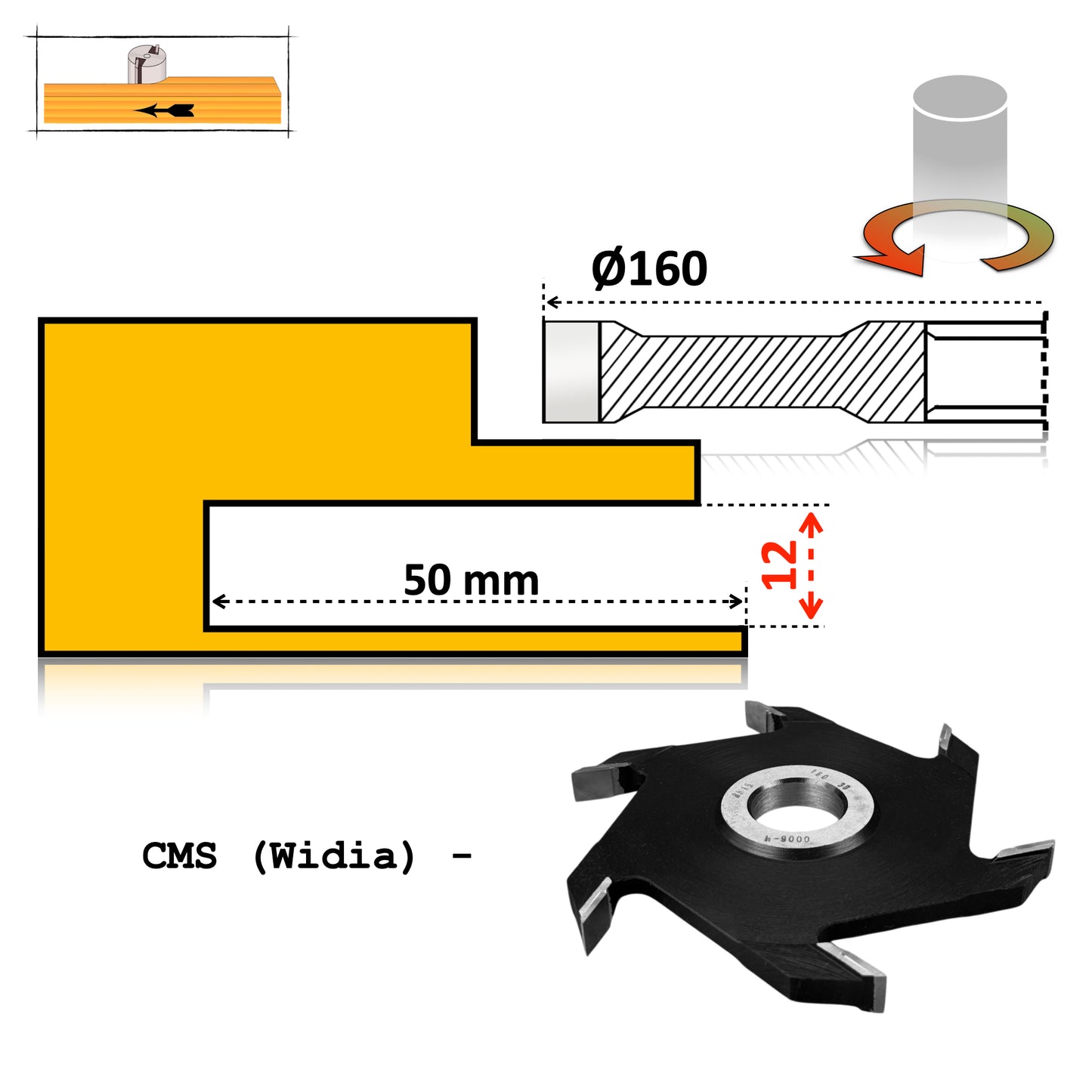 Grooving Cutter 160 x 12 mm – Brazed, HSS or TCT Vidia