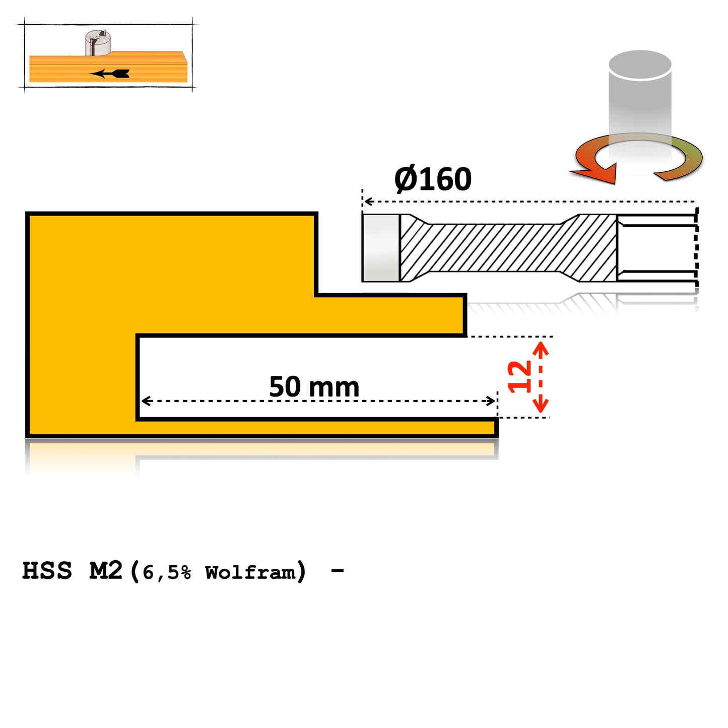Grooving Cutter 160 x 12 mm – Brazed, HSS or TCT Vidia