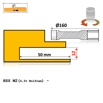 Grooving Cutter 160 x 12 mm – Brazed, HSS or TCT Vidia