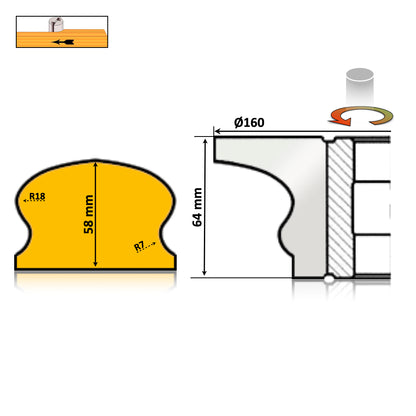 Freza Mana Curenta grosime 64 mm de balustrade lux de interior