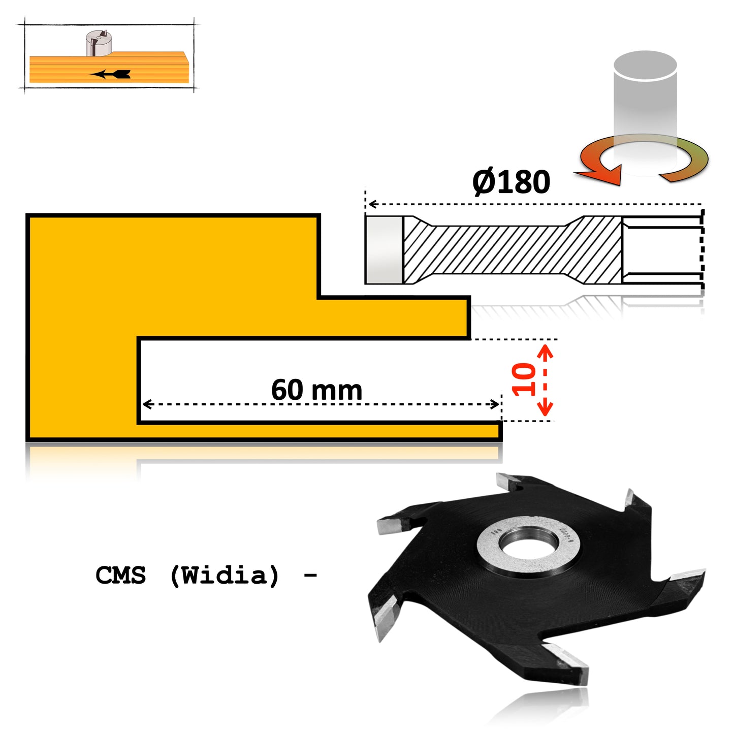 Freza Nut WIDIA pentru canelare 180x10 lemn tare si mdf, pal 