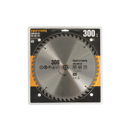 Disc de Tăiat Lemnul 300×32/30 mm, 48 Dinți cu Inel de Reducție – ROTOR