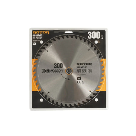 Disc circular ROTOR 300×32 mm 48T pentru lemn – detaliu dinți