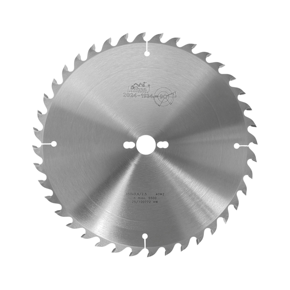 Pânza circulară TCT CSN 225381-26, 350 x 3.6 x 30 mm, WZ-40 Z. Ideală pentru tăierea lemnului pe lungimea și transversal fibrei, oferind precizie și durabilitate.