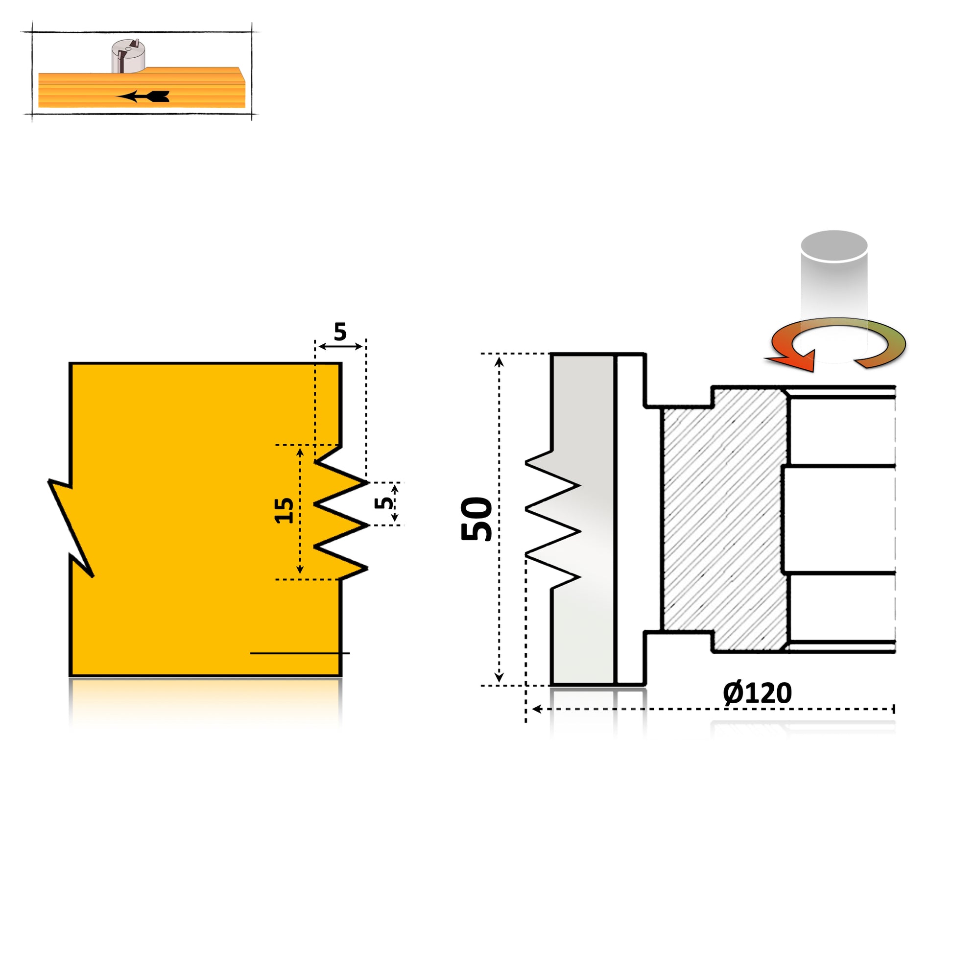 Freză Îmbinare Lamelar Latitudinal Lemn - pentru lemn cu spatiu de lucru de minim 20 mm si pana la 50 mm