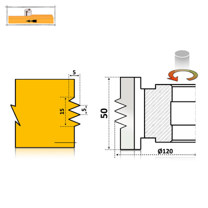 Freză Îmbinare Lamelar Latitudinal Lemn - pentru lemn cu spatiu de lucru de minim 20 mm si pana la 50 mm