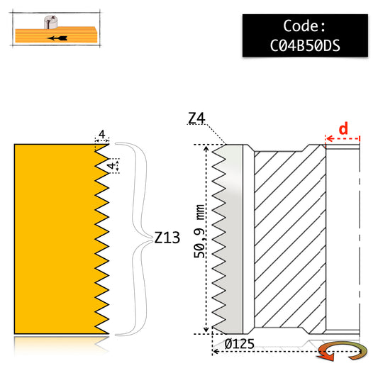 Set freze din otel pentru imbinari dințate si panouri masive groase C04 DS Steel