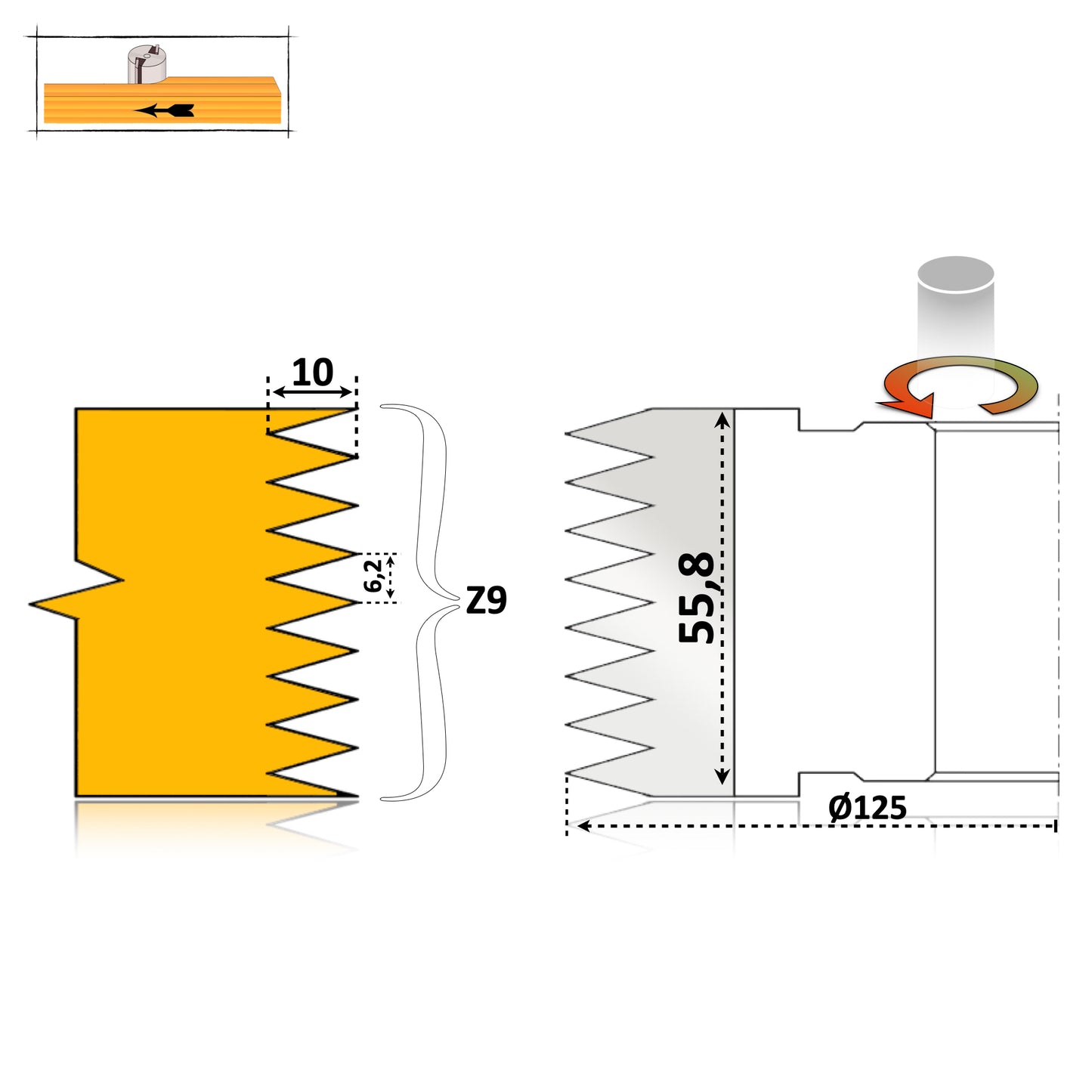 Finger Joint Cutter C11 - 55.8 mm HSS Standard