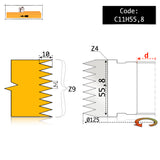 Finger Joint Cutter (Longitudinal) 50 - 118 mm | Code C11 | DS Steel