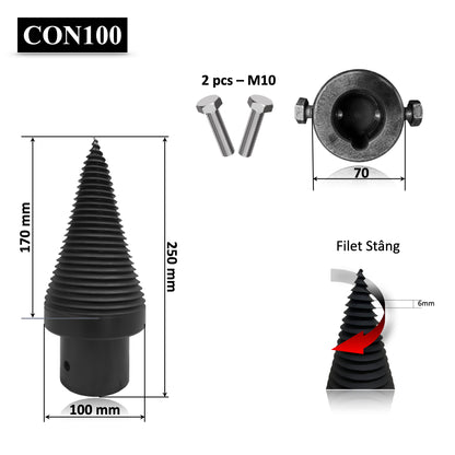 Con de 10 cm de spart lemne si busteni potirivit pentru cardan tractor sau pe un tocator de crengi 