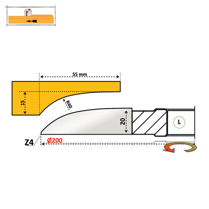 Raised Panel Wood Cutter Profile N12 - D160 | HSS or T.C.T Carbide