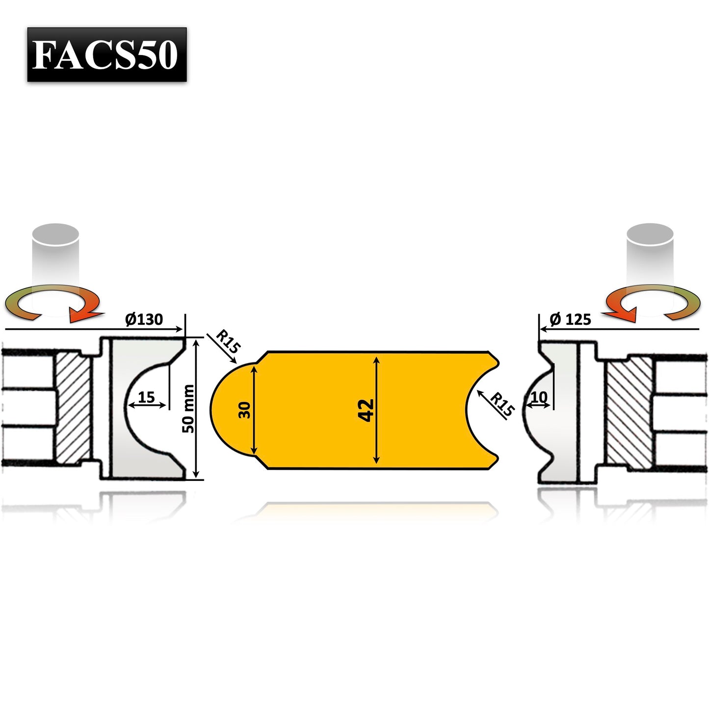 Freze profilate pentru ciubar, set de 2 buc., ax 30 mm, calitate superioară.
