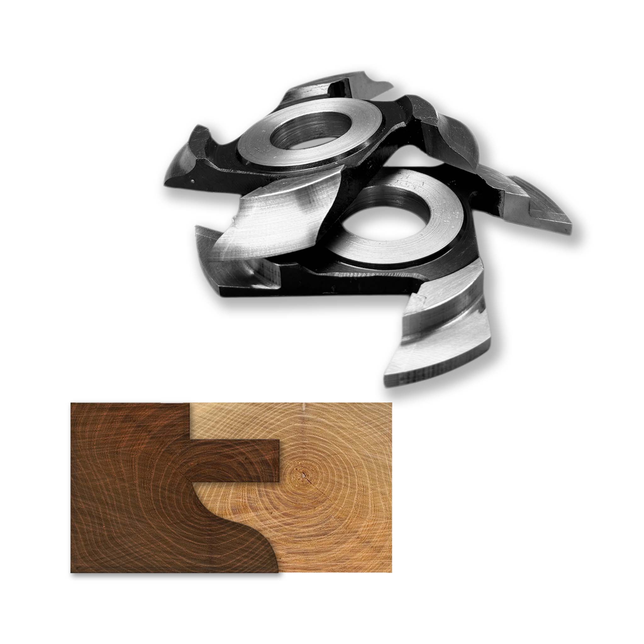 Set freze profesionale pentru îmbinare mobilă, placate cu HSS, ideale pentru material de 20-22 mm, asigurând precizie și rezistență în timp.