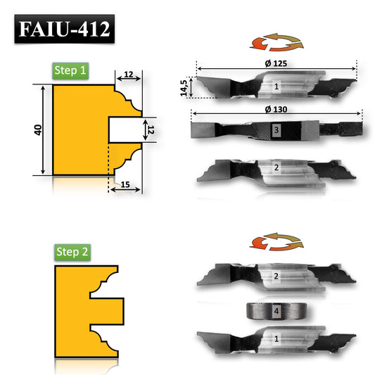 Набір різців для міжкімнатних дверей, зенковка 40 мм - N12 HSS Premium