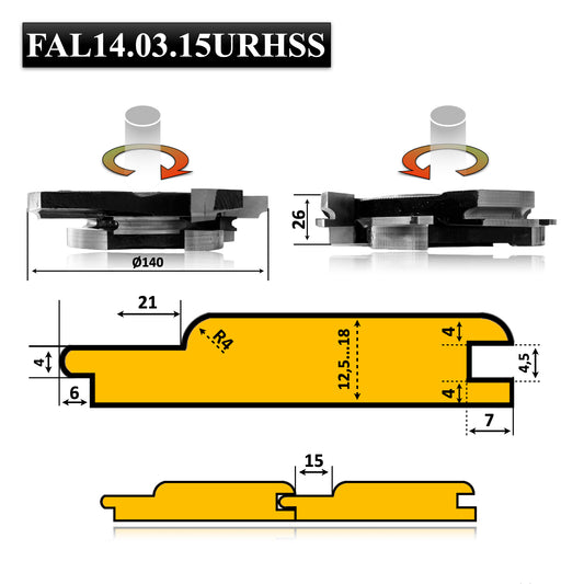 Finisaj rotund perfect pentru lambriu! Set freze 140 mm, placate cu HSS, compatibile cu mașini 4 fețe și freze clasice. Durabilitate garantată!