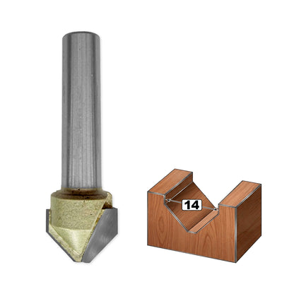"V" Angle Milling Cutter with Flat Tip D=14mm, S=8mm, Lc=10mm, Z2 – T.C.T. (Carbide) – Vatzo