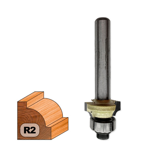 Concave Core Box Router Bit (Quarter Round) D=14mm, R2, Z2 – T.C.T. (Carbide) Vatzo