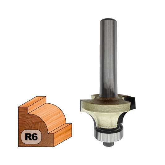 Concave Shank Router Bit (Quarter Round) D=25mm, S=8mm, R6, Z2 – T.C.T. (Carbide) Vatzo