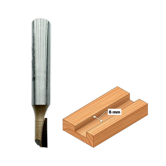 Straight Shank Groove Router Bit D=6mm, S=8mm, Lc=12mm, Z1 – T.C.T. (Carbide) – Globus