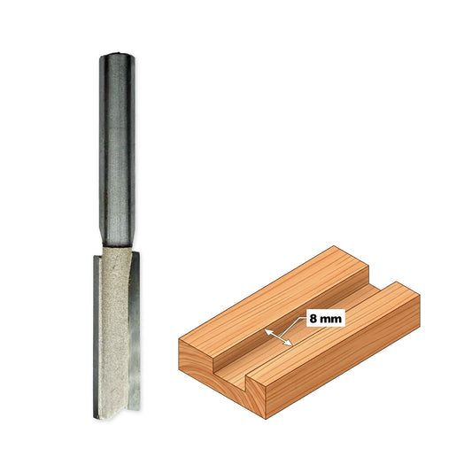 Straight Router Bit with Shank D=8mm, S=6mm, Lc=25mm, Z2 – T.C.T. (Carbide) – Globus
