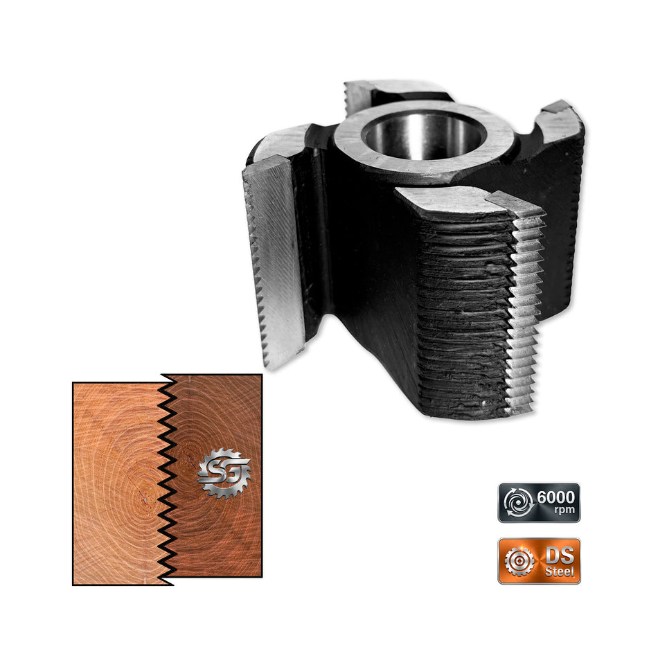 Freza de imbinat in dinti pe lat lemn cu grosime de 60 mm cu dinti micro 