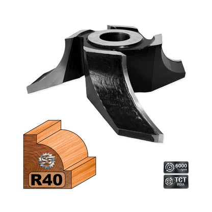 Concave Quarter Round Wood Router Bit R40 mm - T.C.T Carbide