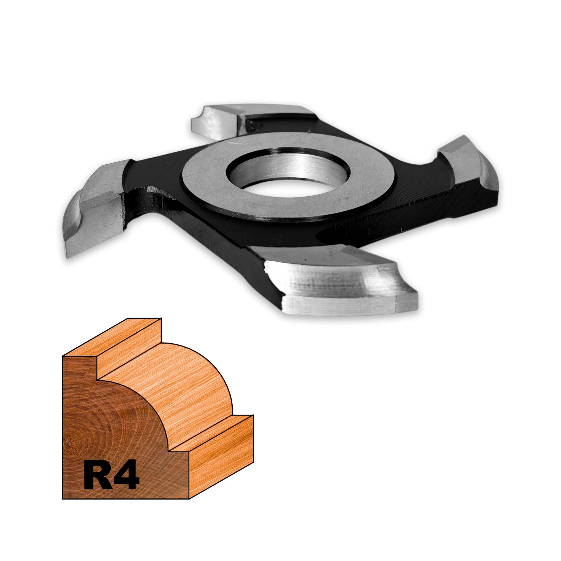 Freza Concavă Sfert de Cerc HSS sau Semi Luna pentru rotunjire cant cu raza de 4 mm dimensiuni 120 x 30 x 8 R4