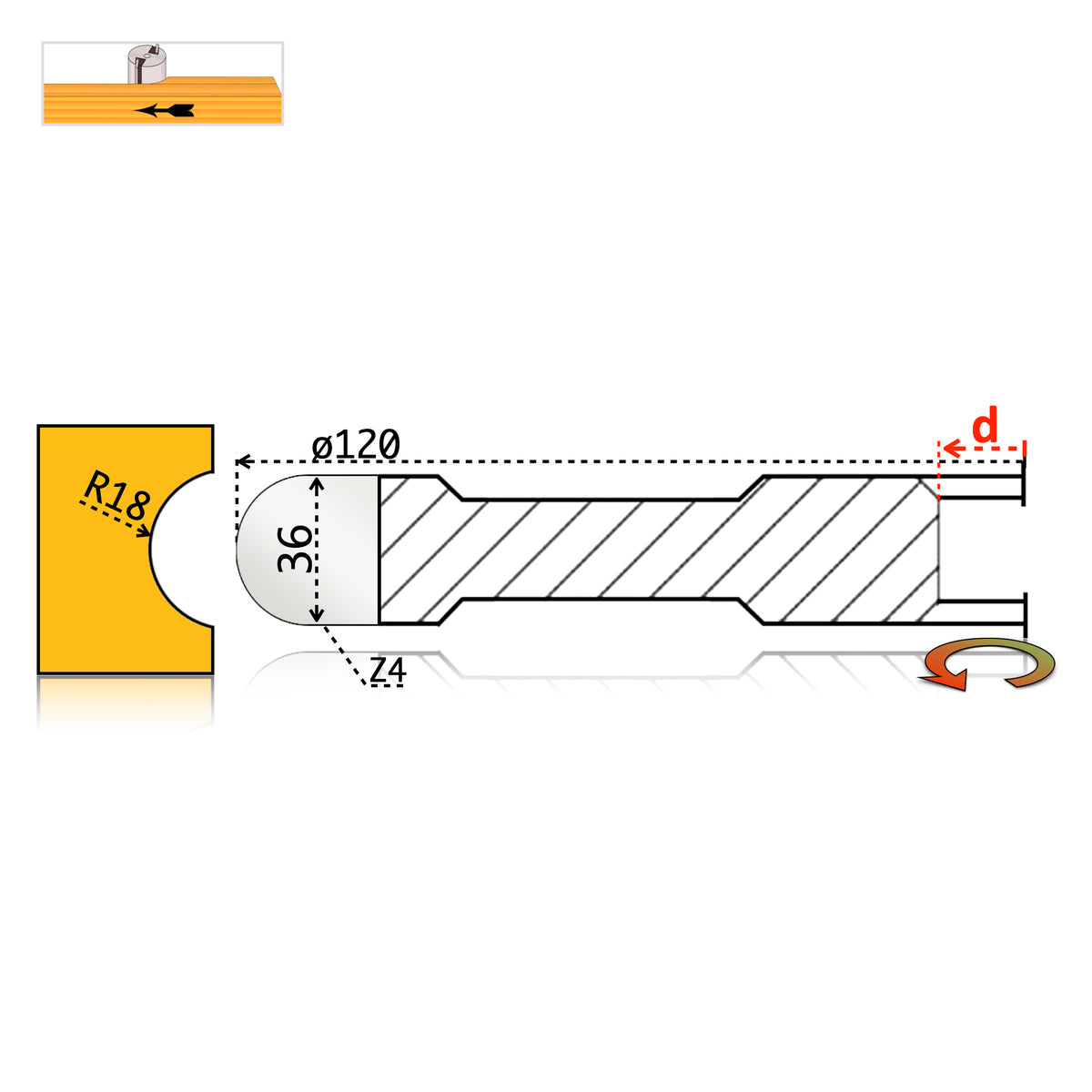 Freză Semicerc Convexă R3 – R60 mm | Canal Concav pe Lemn – HSS Premium / T.C.T. Vidia