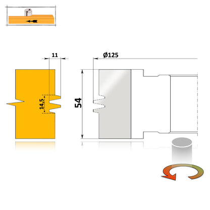 Longitudinal Laminated Wood Joint Router Bit 54 mm - K13 HSS Premium