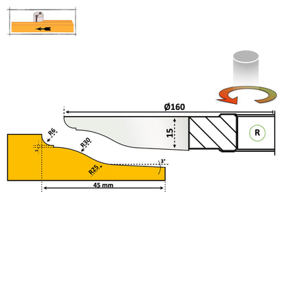 Фрези по дереву – мобільний стіл, профіль 23 HSS стандарт