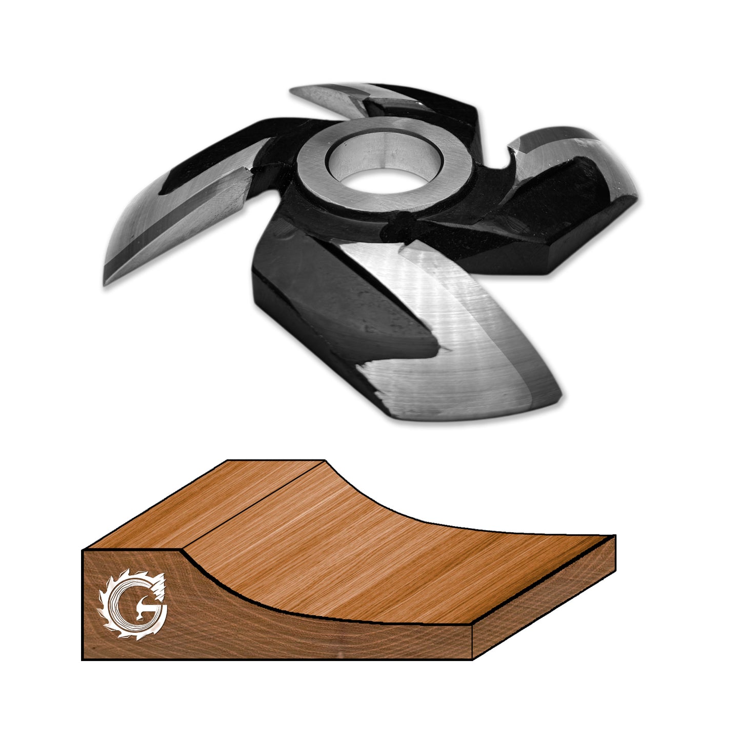 Freza tablie mobila 45 mm HSS cu un profil absolut semirotunjit neted cu raza 40 mm 