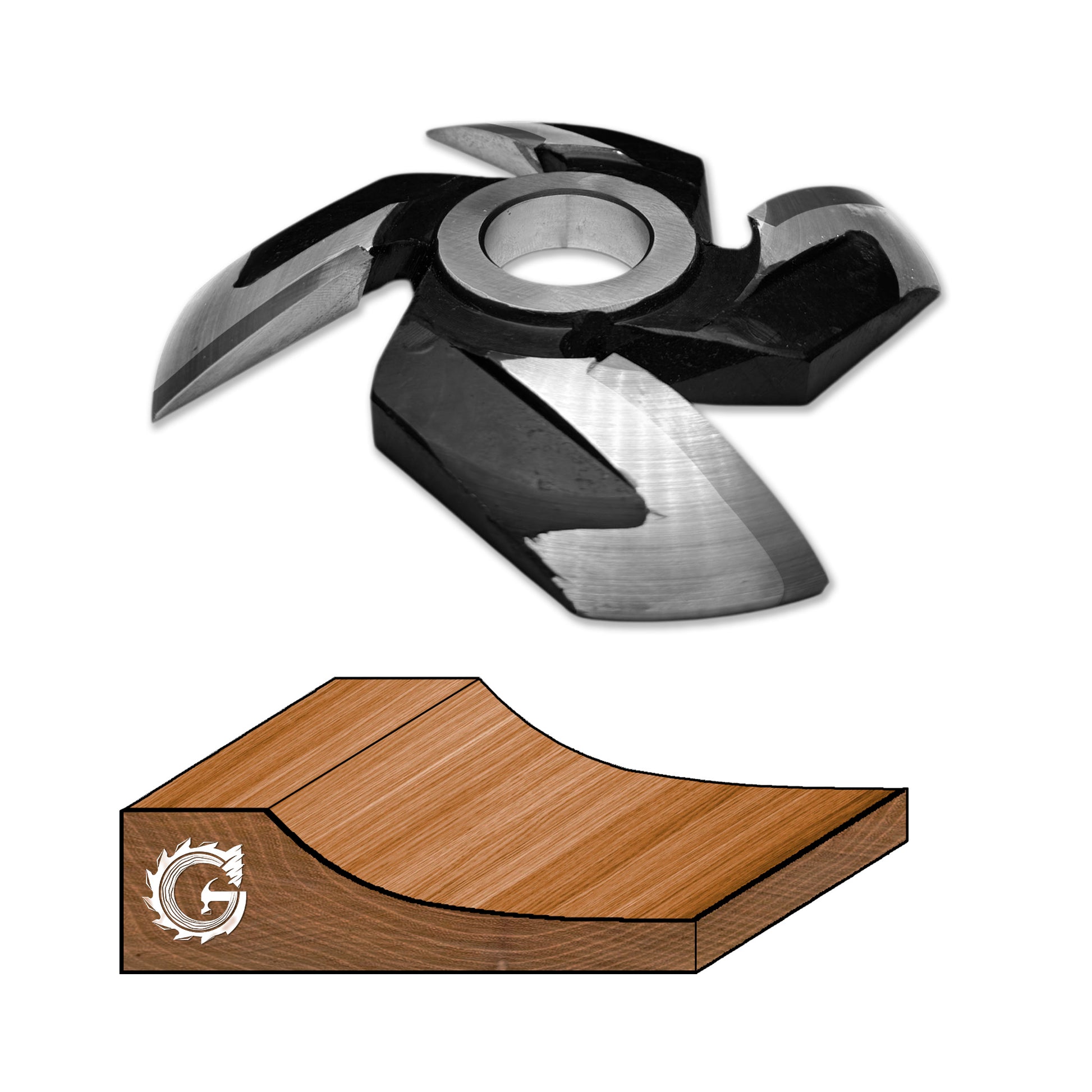 Freza tablie mobila 45 mm HSS cu un profil absolut semirotunjit neted cu raza 40 mm 